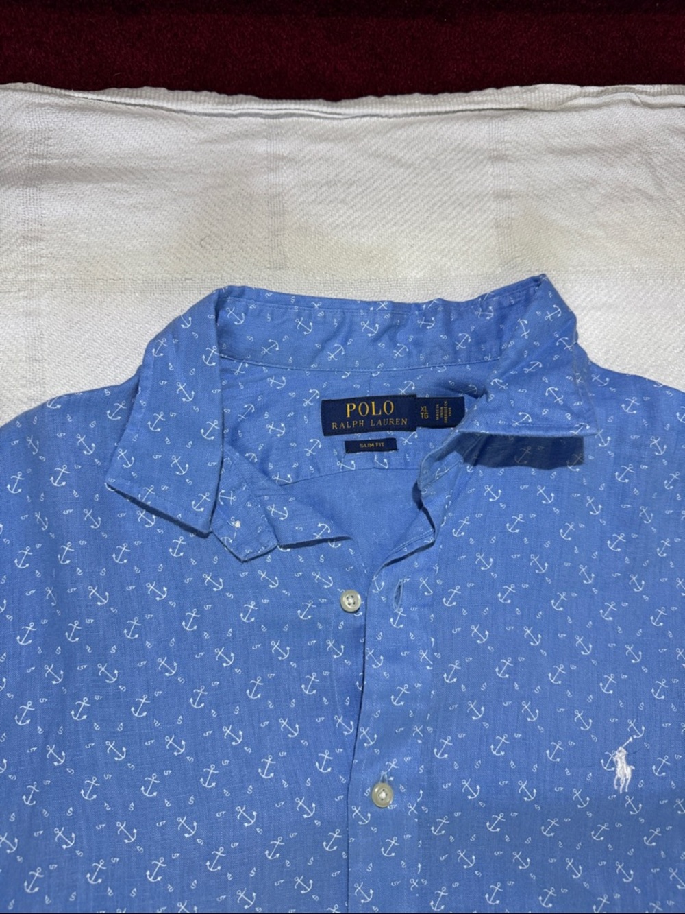 Polo by Ralph Lauren Blue Anchor-Print Button-Down Shirt, XL, 100% cotton